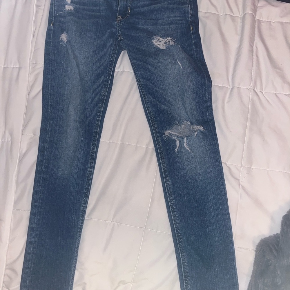Hollister Blue Distressed Skinny Jeans